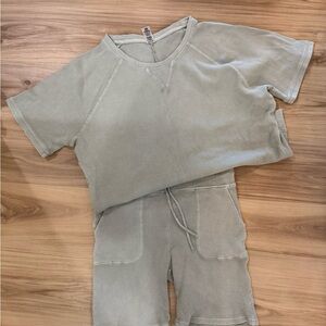 Mono B Waffle Knit Pajama Set - Light Green